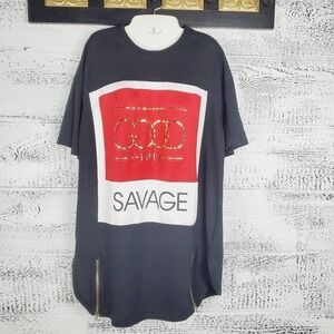 MJC Apparel Black Short Sleeves Zipper Casual Top